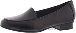 Juliet Lora mocassins coupe large pour femme Clarks noir femmes N6R8B135 Clarks cuir noir cuir noir
