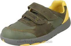 kaki combi vert chaussures décontractées pour garçons Clarks 'Rex Quest K' enfants N6R8B1587 Clarks kaki combi vert