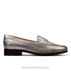 mocassins clarks hamble argentés métallisés femmes N6R8B4339 Clarks argent métallisé
