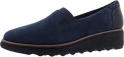 mocassins sharon dolly en daim bleu marine avec trépointe beige foncé pour femmes clarks femmes N6R8B68 Clarks daim bleu marine avec trépointe beige foncé
