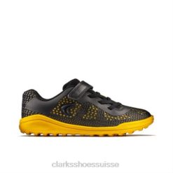 noir/jaune prix bas Swift Jnr F Fit Clarks unisexe N6R8B4940 Clarks noir jaune