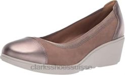 Pebble Nubuck Leather Combi Femme Un Tallara Liz Platform Clarks femmes N6R8B1484 Clarks combi en cuir nubuck galet
