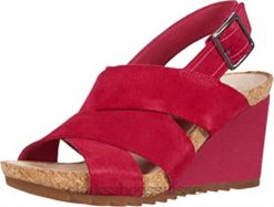 sandale compensée flex sable pour femme daim fuchsia clarks femmes N6R8B2462 Clarks daim fuchsia