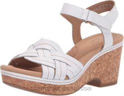 Sandale compensée Giselle Coast pour femme Clarks cuir blanc femmes N6R8B1655 Clarks cuir blanc