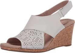 sandale compensée Lafley Joy pour femme en cuir blanc Clarks femmes N6R8B1350 Clarks