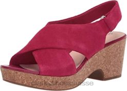 sandale compensée maritsa lara pour femme clarks daim fuchsia femmes N6R8B1661 Clarks daim fuchsia
