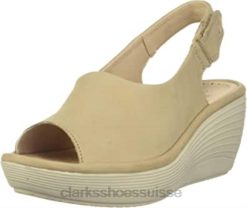 Sandale compensée Reedly Shaina pour femme Clarks Sand Nubuck femmes N6R8B1167 Clarks nubuck sable