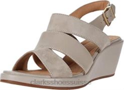 sandale compensée un plaza go pour femme clarks stone combi en cuir suédé femmes N6R8B1815 Clarks combinaison en cuir suédé pierre