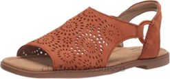 Sandale plate Clarks Reyna Swirl en daim marron foncé pour femme femmes N6R8B1584 Clarks