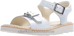sandales fille Crown Bloom T à bride arrière clarks blanc cuir blanc enfants N6R8B229 Clarks cuir blanc blanc