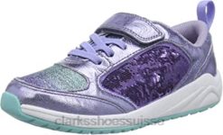sneaker aeon flex k pour fille clarks cuir lilas enfants N6R8B2511 Clarks cuir lilas