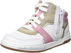 sneaker fawn Peak T pour fille Clarks en cuir rose enfants N6R8B661 Clarks cuir rose